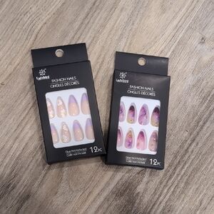 12-Piece Pastel Press-On Nails Set Of 2